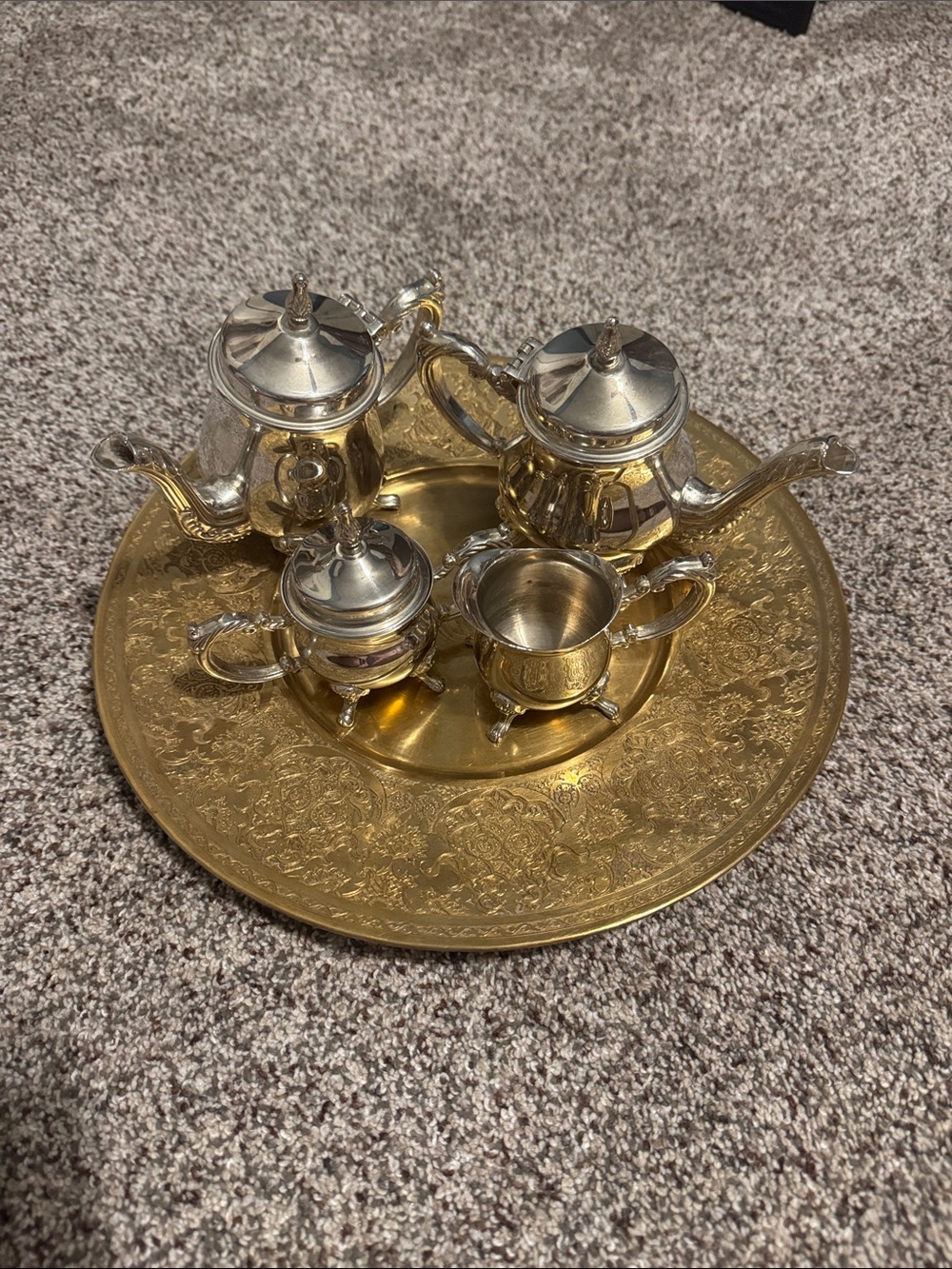 4 piece vintage miniature silver plated tea/coffee set